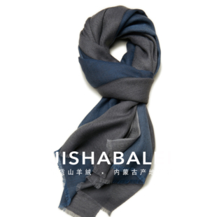 意大利客供男士山羊绒围巾秋冬条纹格子高档商务休闲生日礼物新年