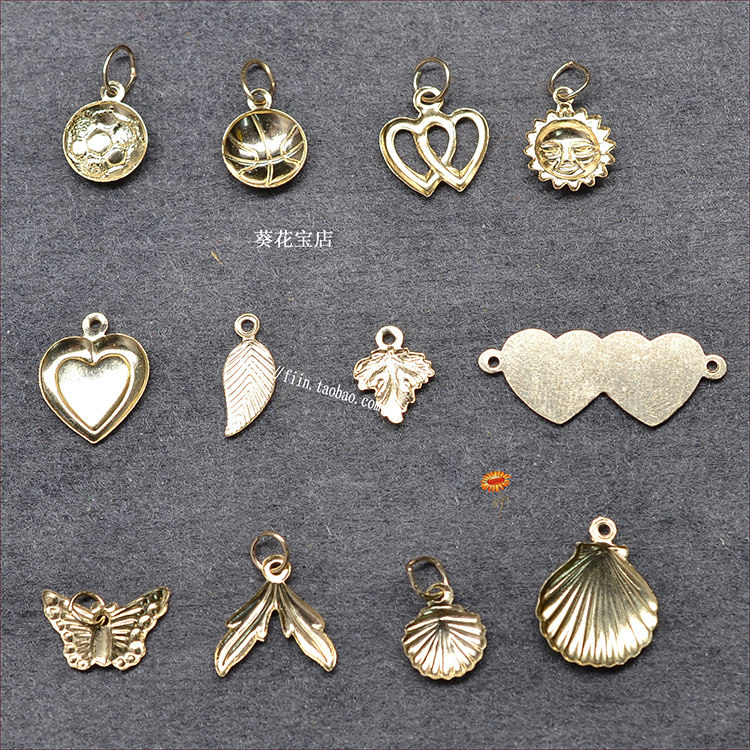 조개 나뭇잎 나비 태양이있는 미국 14K 골드 작은 펜던트 14K 골드 작은 펜던트 DIY 쥬얼리