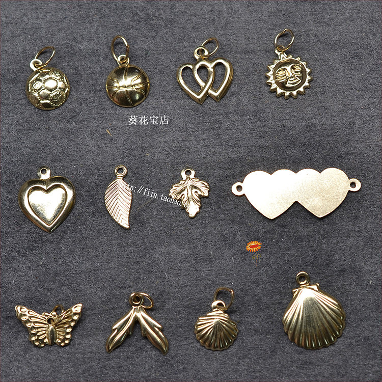 조개 나뭇잎 나비 태양이있는 미국 14K 골드 작은 펜던트 14K 골드 작은 펜던트 DIY 쥬얼리