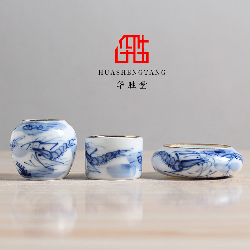 华胜堂 景德镇手绘青花描金绣眼杯三件套鸟食罐小鸟杯 鸟笼配件,宠物/宠物食品及用品,鸟禽喂食器/喂水器,淘宝优惠券,粉丝福利购,淘宝优惠卷