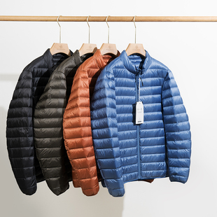 25冬玛汀缎光绸面百搭排骨款东丽高密玛汀轻薄90鹅绒立领羽绒服男