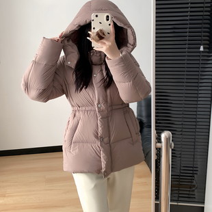 25冬玛汀小蛮腰拆卸帽亚光15D面料厚款90鹅绒合身中长款羽绒服女