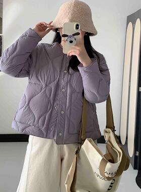 秋冬玛汀轻巧无领第一织物15D 90鹅绒薄款廓形衍缝女式羽绒服四色