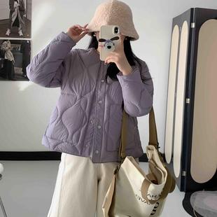 秋冬玛汀轻巧无领第一织物15D 90鹅绒薄款廓形衍缝女式羽绒服四色