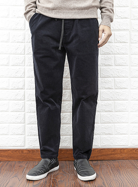 秋冬玛汀潮范棉弹中厚细灯芯绒 合身纯色松紧腰微锥休闲长裤男3色