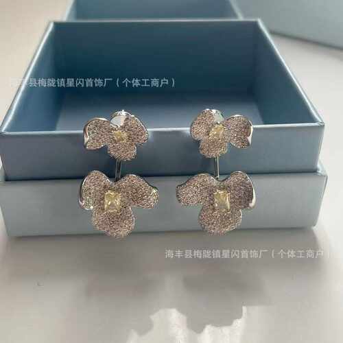 HEFANG何方方糖兰花耳环轻奢优雅国风耳钉银针可拆卸两款佩戴
