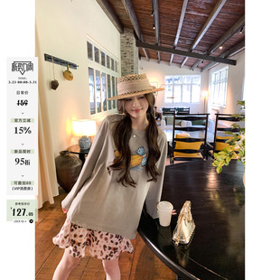 T恤女夏季 香蕉卡通宽松长袖 套头圆领休闲上衣 舒适天花板 MG小象