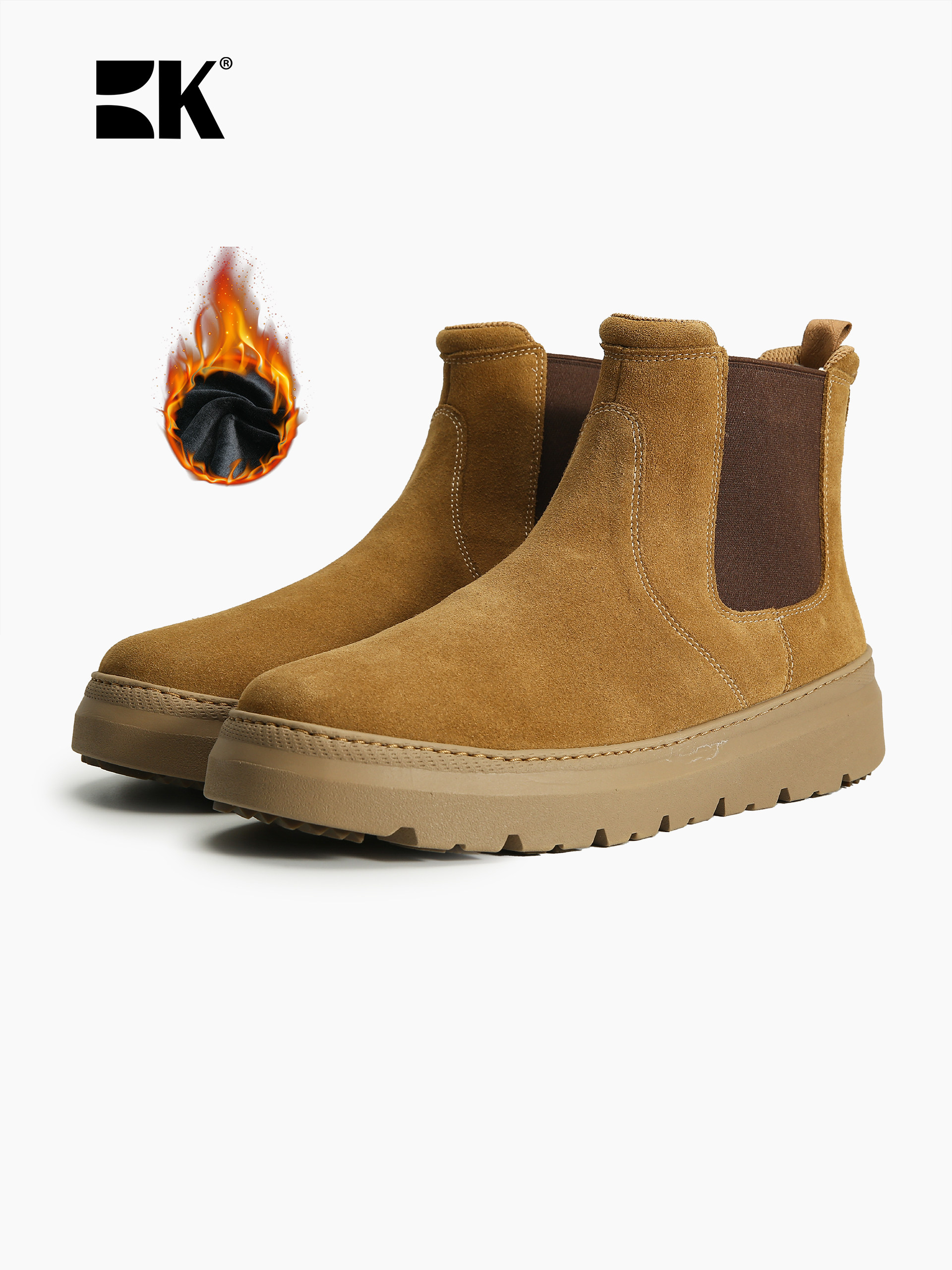 BDKQUGG SNOW BOOTS OUTDOOR WINTER NEW MENS COMFORTABLE FLAT BOTTOM COLOR ROUND TOE FASHION CASUAL CHELSEA BOOTS