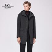 轻奢高档男装 依文秋冬男士 大衣风衣外套连帽毛呢羊毛呢子中长款