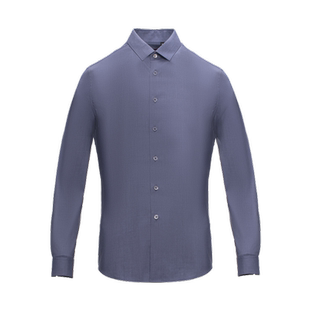 诺丁山莫代尔蚕丝衬衫男长袖男蓝色商务修身秋季莫高级感衬衣