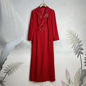 重工长袖 S家 高贵气质绵羊毛减龄连衣裙25秋冬新年轻时尚 长裙
