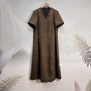 奢货！25夏满分桑蚕丝重工提花香云纱连衣裙女时尚气质透孔花罗裙