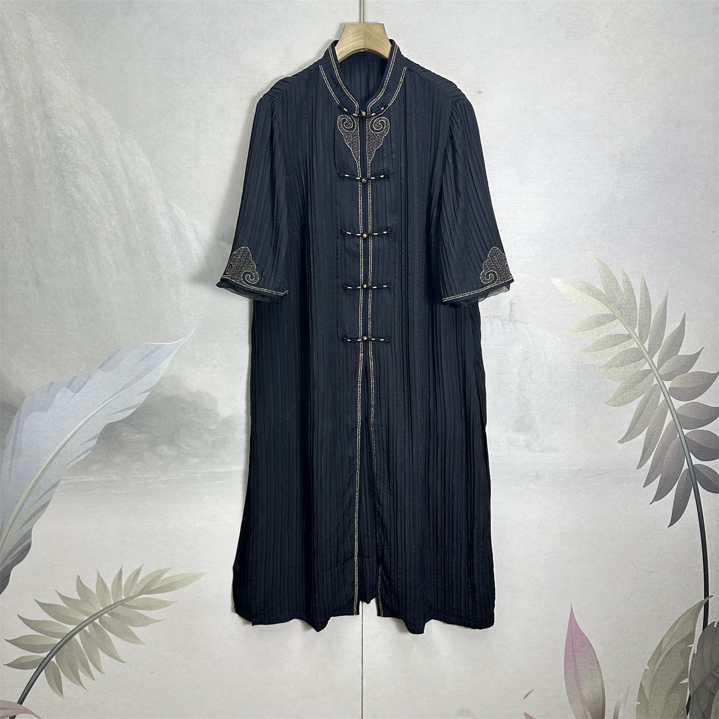 诗家~重磅真丝复古二大衫衬衫女26夏中长款桑蚕丝宽松百搭长衫裙