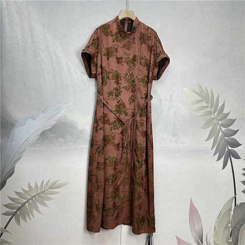 混纺双面重工提花宽松连衣裙