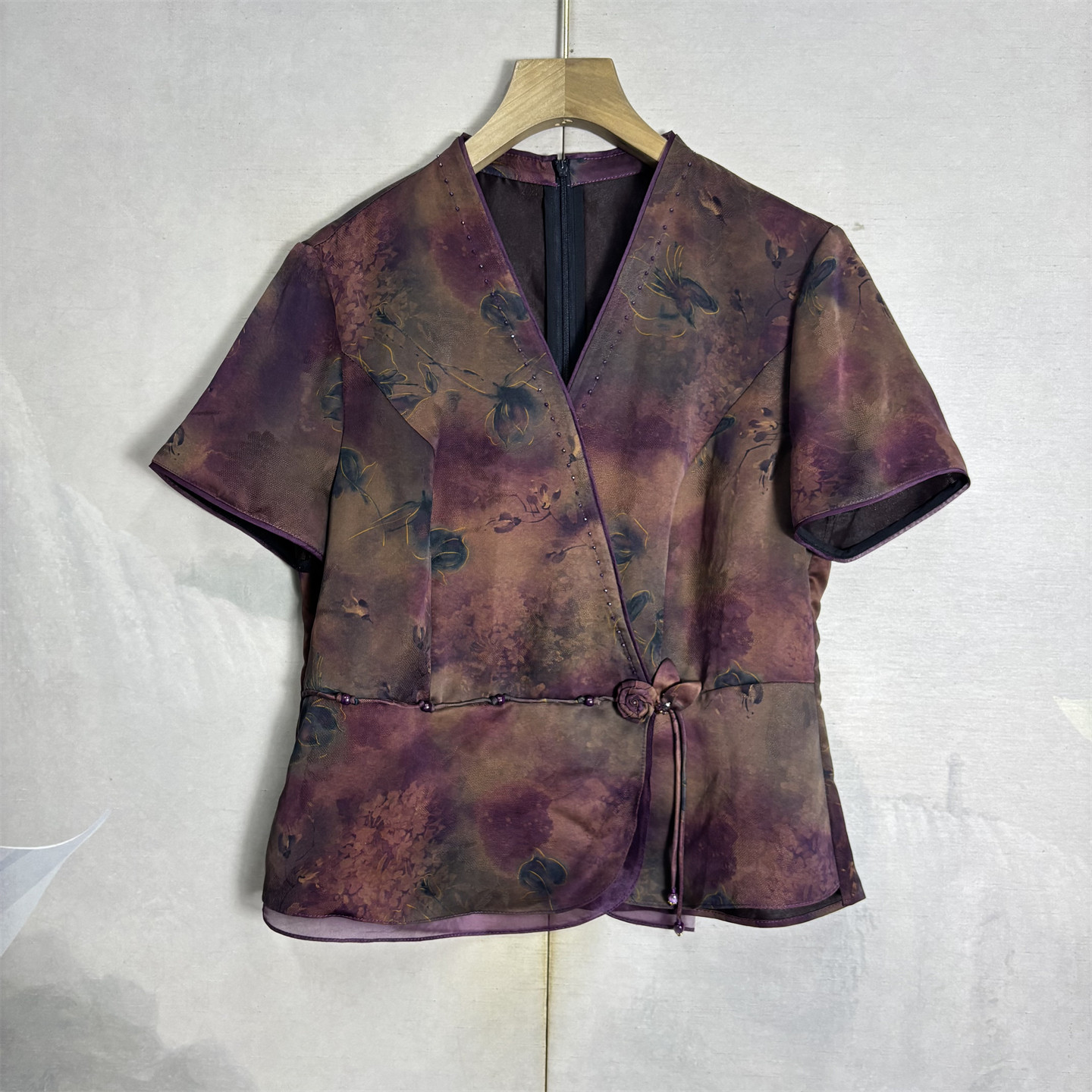 满分桑蚕丝透孔花罗香云纱衬衫26