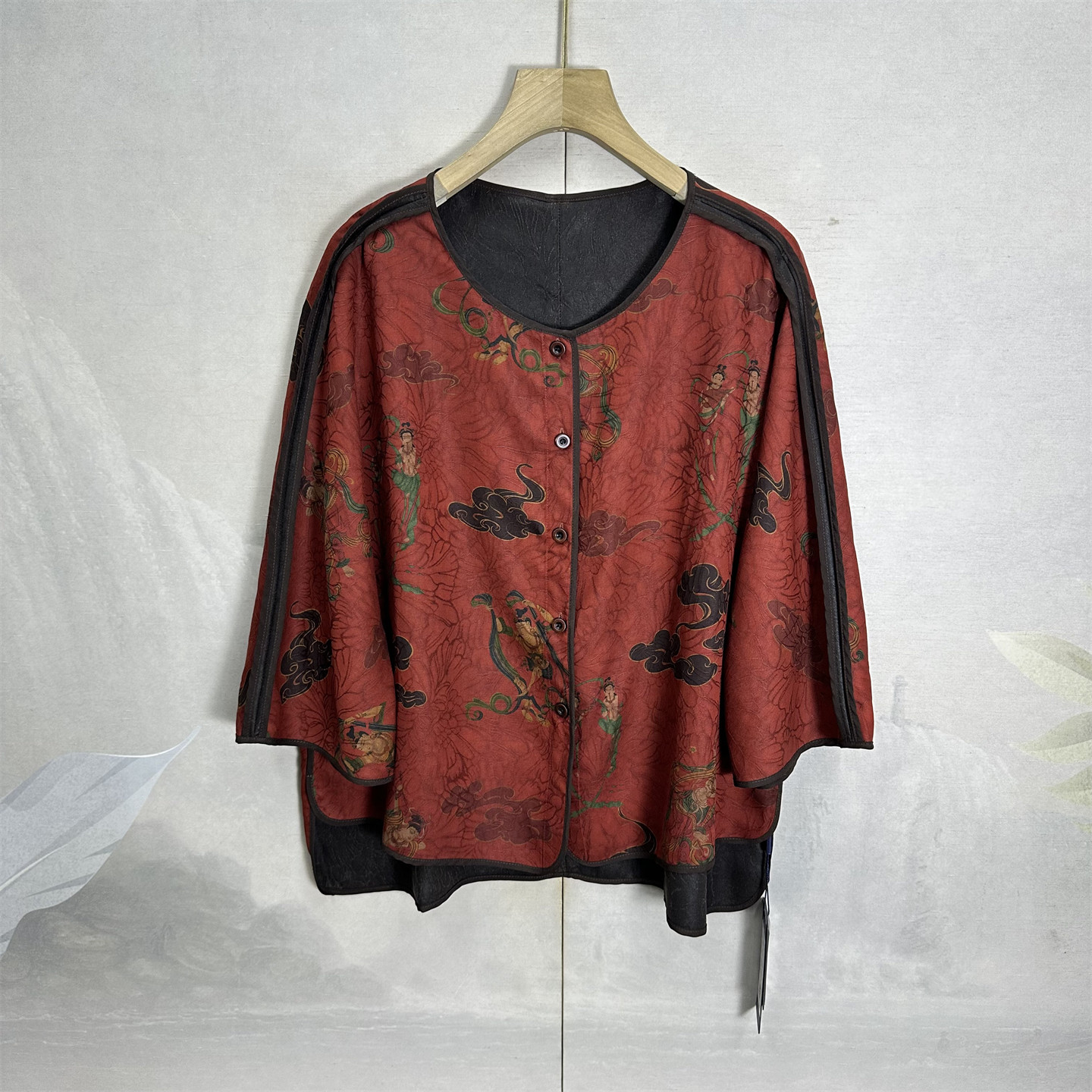 奢货~满分桑蚕丝重工提花香云纱上衣26秋减龄百搭双面穿真丝外套