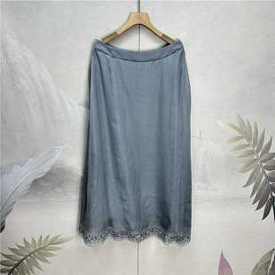 专柜~知性女神款！双层真丝高腰长款气质中长满分桑蚕丝半身裙女