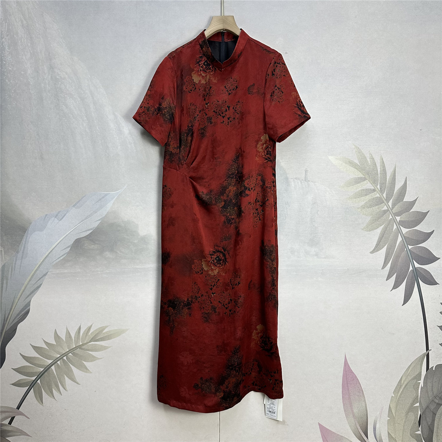 满分桑蚕丝提花花罗香云纱旗袍裙