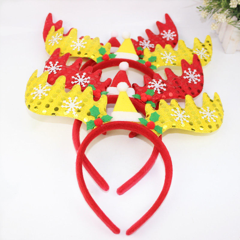 头饰鹿角头箍羽毛鹿角五角星亮片头箍头扣成人儿童头扣