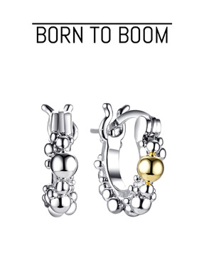 BORN TO BOOM 泡泡耳环 日常百搭简素圈纯银珠男女中性大小号耳环
