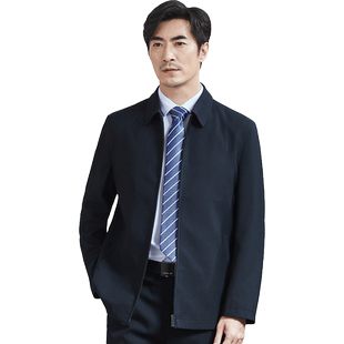 红都男装茄克衫春秋季新款中老年商务爸爸外套翻领男士单夹克