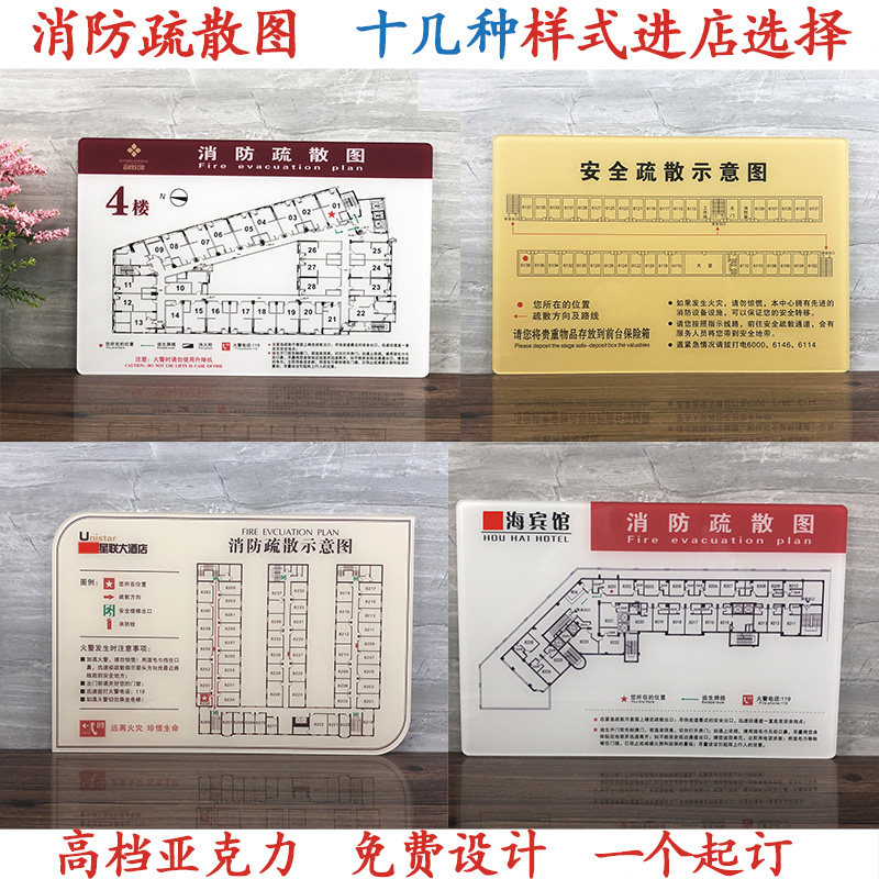消防疏散示意图消防安全疏散逃生示意图指示牌酒店消防逃生图标示