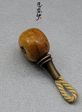 藏区耗牛骨万字标分体三通佛头文玩佛珠diy配饰。直径12mm