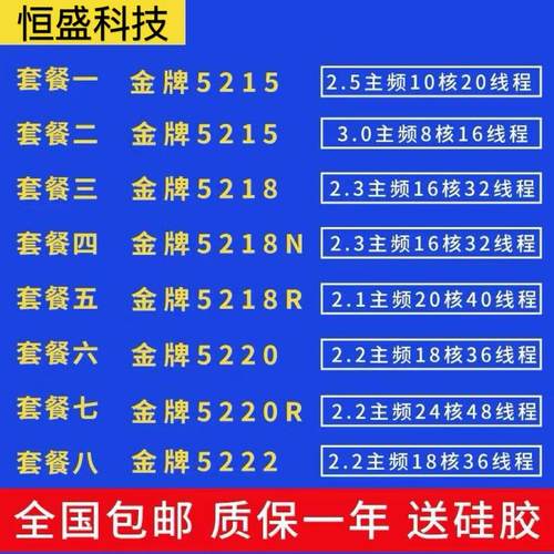 Intel 5215 5217 5218 5220 5218R 6226 6230 6240 6238 CPU