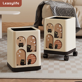 家用带轮垃圾桶客厅轻奢高档中古风高颜值可移动卫生桶2026新款