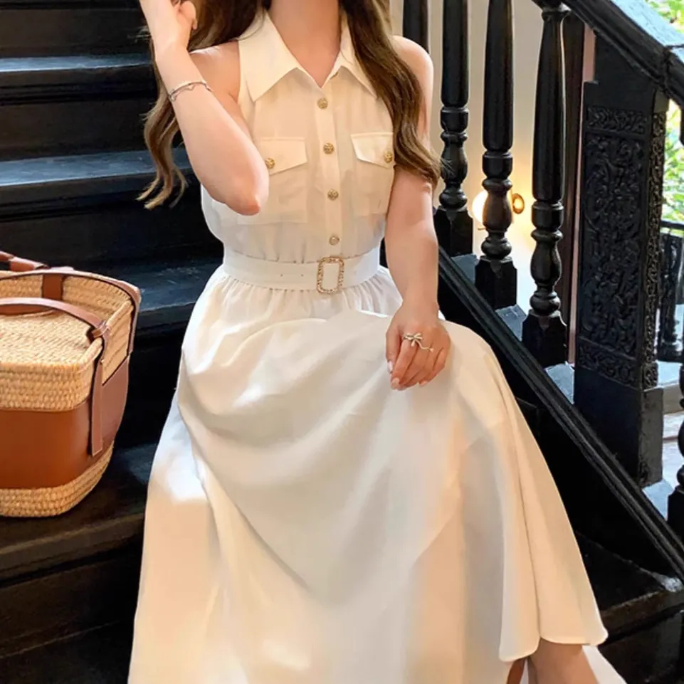 亚麻+天丝莱塞尔 设计感小众高知老钱风衬衫裙法式气质连衣裙夏