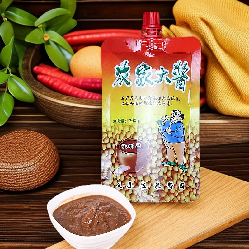 崔利昌大酱农家大酱东北特产锦州义县黄豆酱蘸酱调料袋装 200g - 实物图