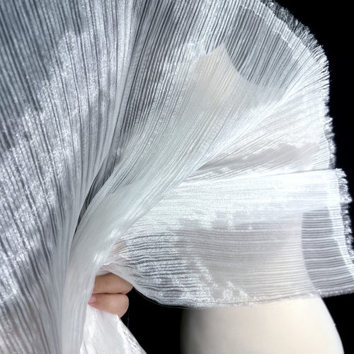 亮光褶皱肌理欧根纱布料