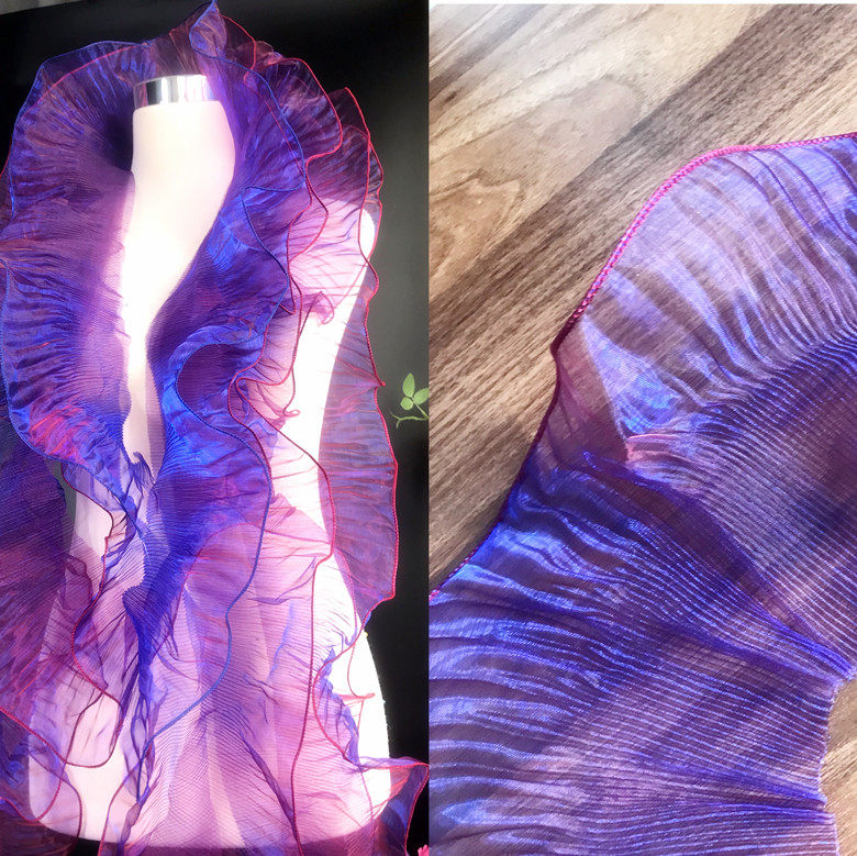 合集透明大波浪荷叶花边 立体百褶幻彩渐变欧根纱婚纱辅料13CM