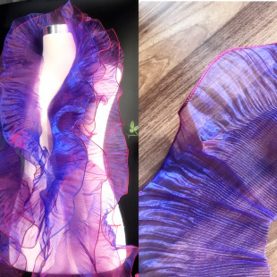 立体百褶幻彩渐变欧根纱婚纱辅料13CM 合集透明大波浪荷叶花边