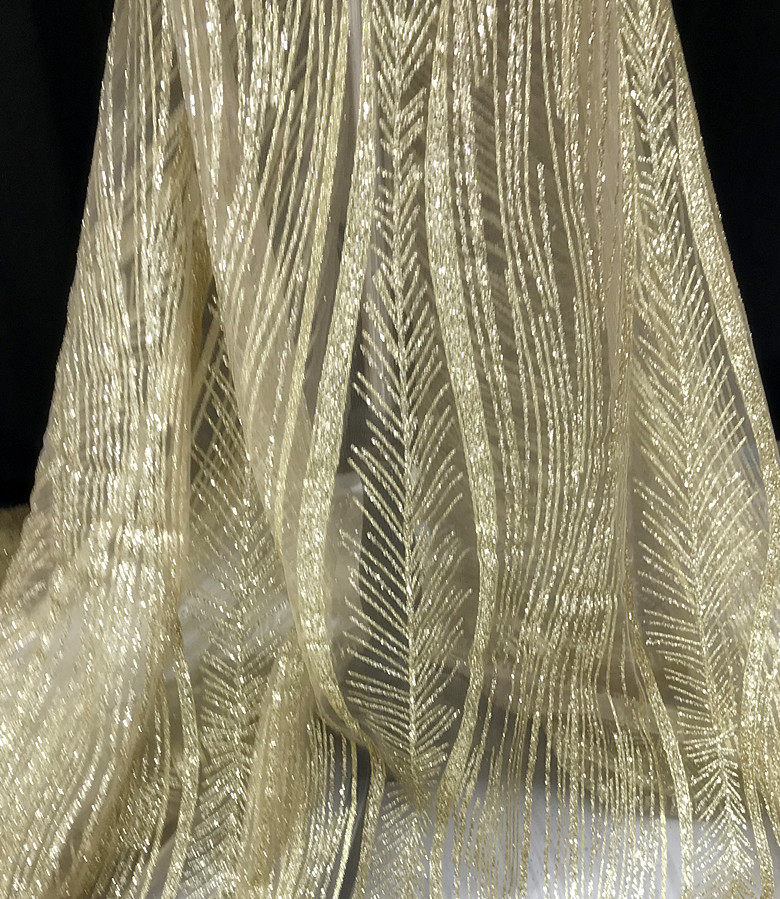 金色香槟色银色烫金婚纱礼服婚庆美人鱼大花烫闪粉闪光亮片布料