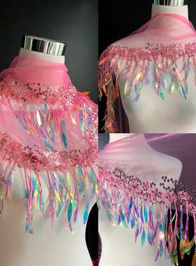 甜美幻彩白红宝蓝黑色亮片金片花边婚纱礼服裙子流苏亮片花边辅料