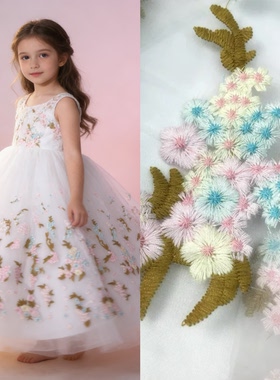 彩色绣花服装设计师纱料