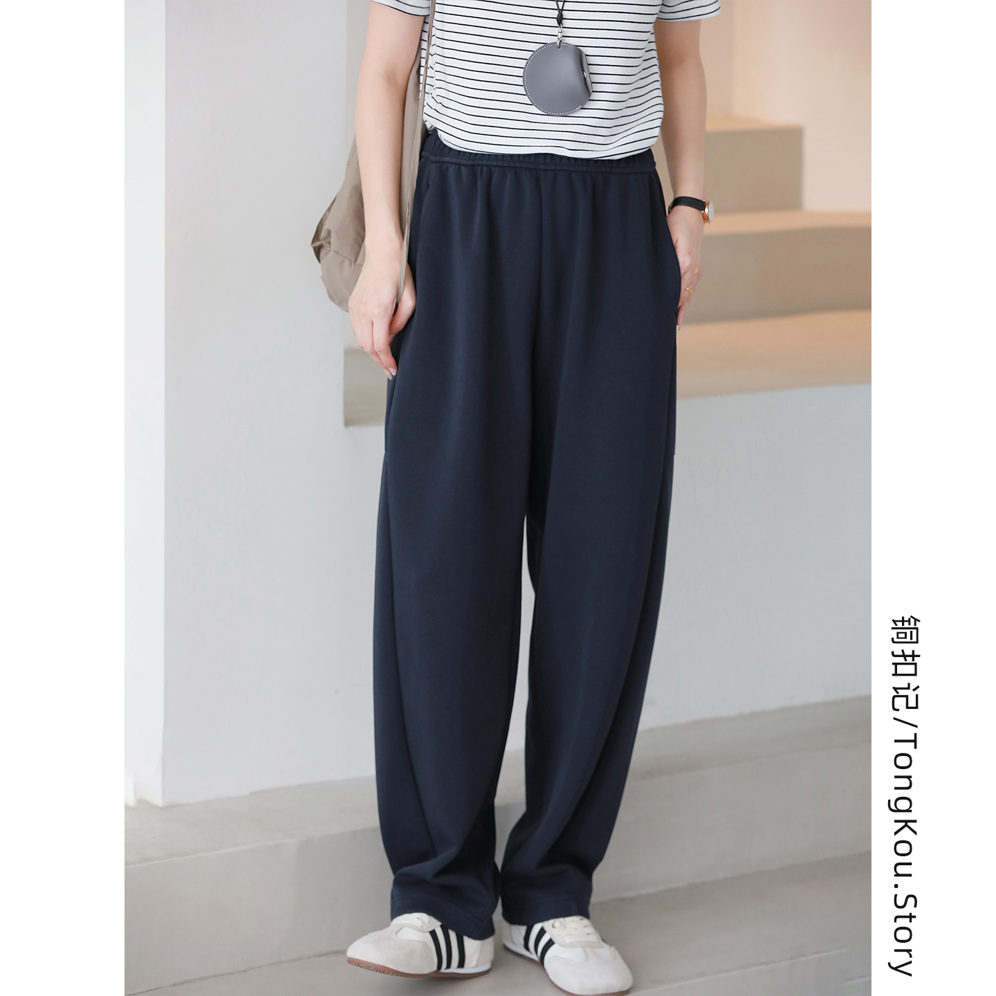 铜扣记简约弯刀裤韩版秋季新款