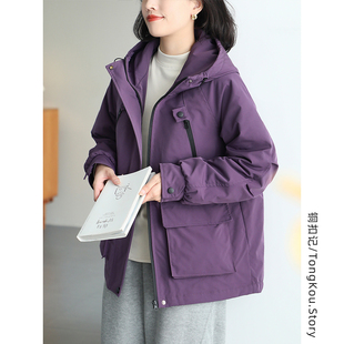 铜扣记夹棉外套女休闲百搭宽松显瘦韩版 加厚保暖户外冲锋衣女 冬季