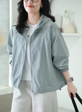 铜扣记纯棉风衣女连帽休闲百搭宽松显瘦韩版春季新款纯色长袖外套