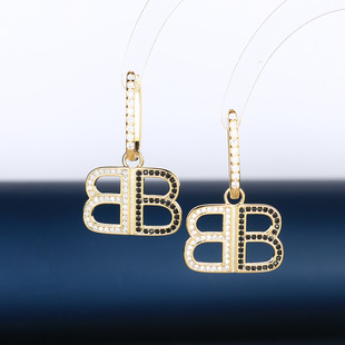双B字母欧美风耳环高级感小众轻奢耳钉秋冬百搭轻奢时尚 新款 耳饰