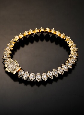 8MM欧美跨境热销上帝之眼嘻哈手链项链满锆石弹簧扣男女个性配饰