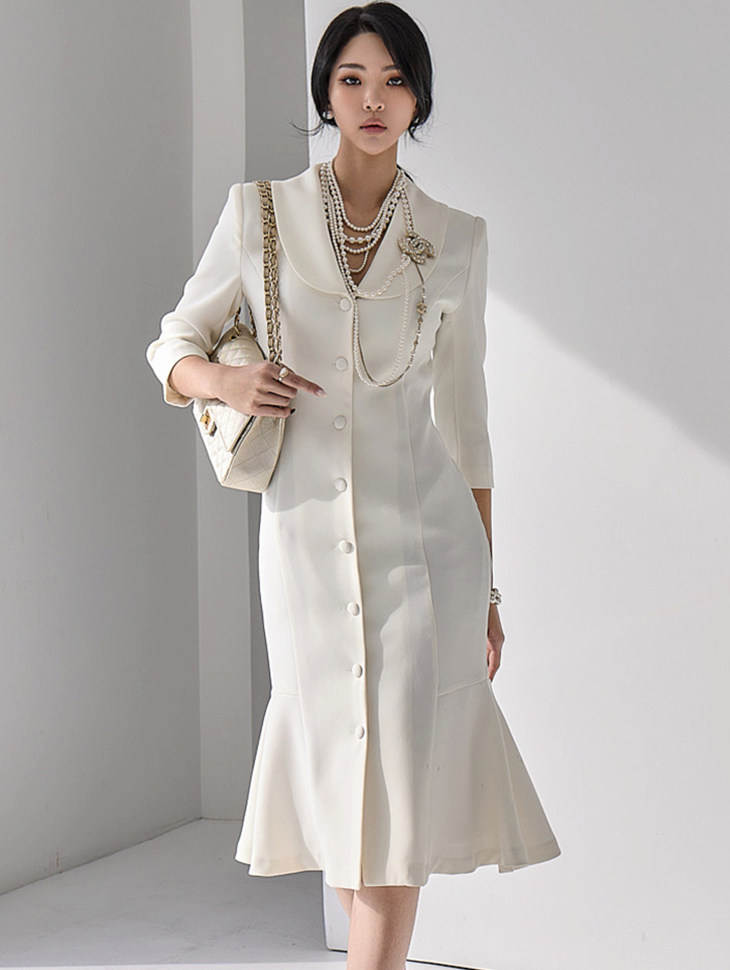 安娜杨家 DINT韩国正品代购7分袖连衣裙D3755社内相亲金世正同款