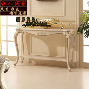 美式 实木玄关桌玄关台装 饰桌白色别墅雕花客厅半圆靠墙桌门厅桌