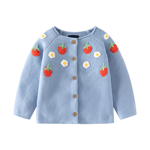 100-140码 女童针织开衫2025春秋季新款洋气毛衣外套儿童针织上衣