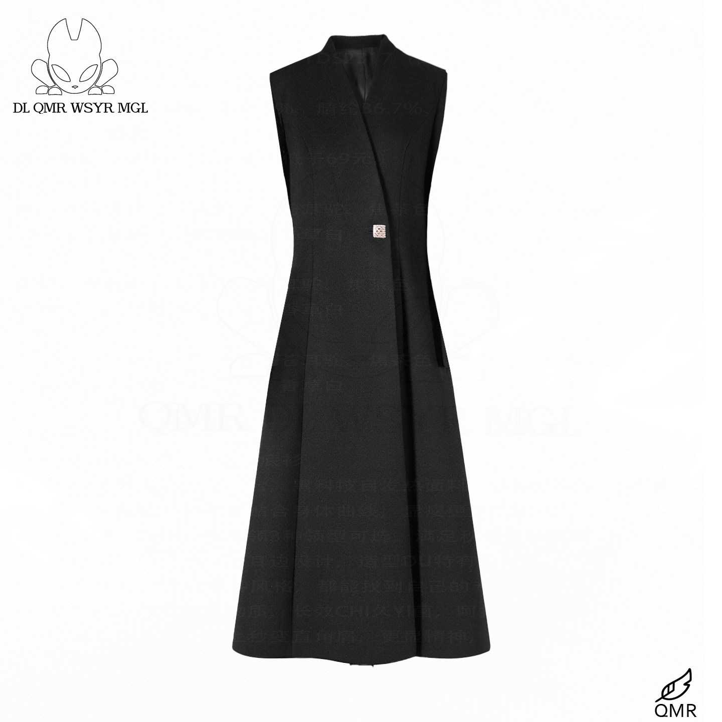 7960极简风黑色无袖马甲女V领交叉设计高级感轻奢马甲裙外套,女装/女士精品,马夹,淘宝优惠券,粉丝福利购,淘宝优惠卷