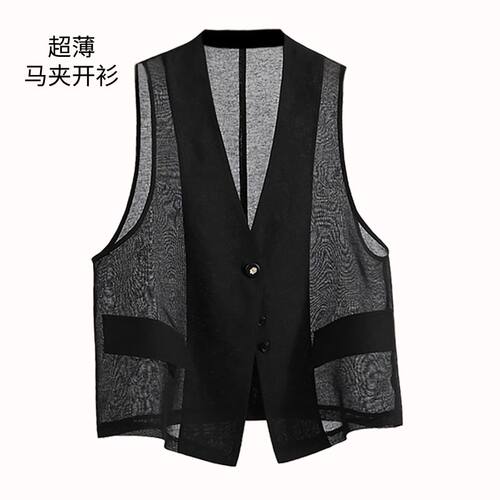 夏装无袖马甲女外穿薄雪纺衫