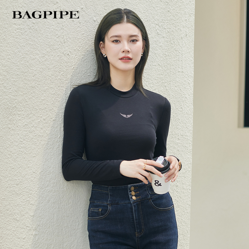 风笛2024冬季新款半高领打底衫