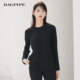 风笛2025冬季 上衣 T恤女极简百搭柔软舒适内搭小衫 新款 圆领长袖