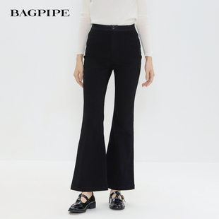 风笛2026春季新款黑色微喇牛仔裤修身显瘦高腰休闲百搭长裤女